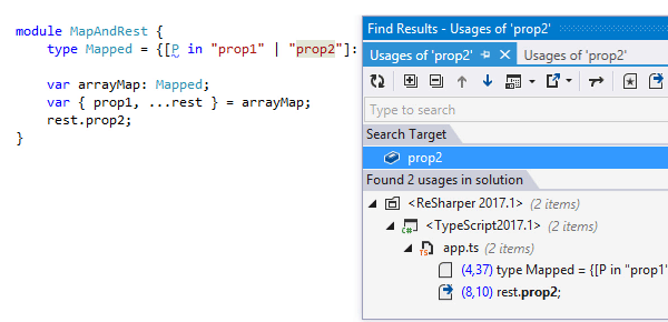 Finding usages of a symbol in TypeScript 2.1