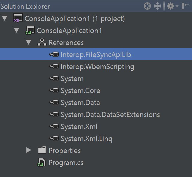 COM references in Solution Explorer