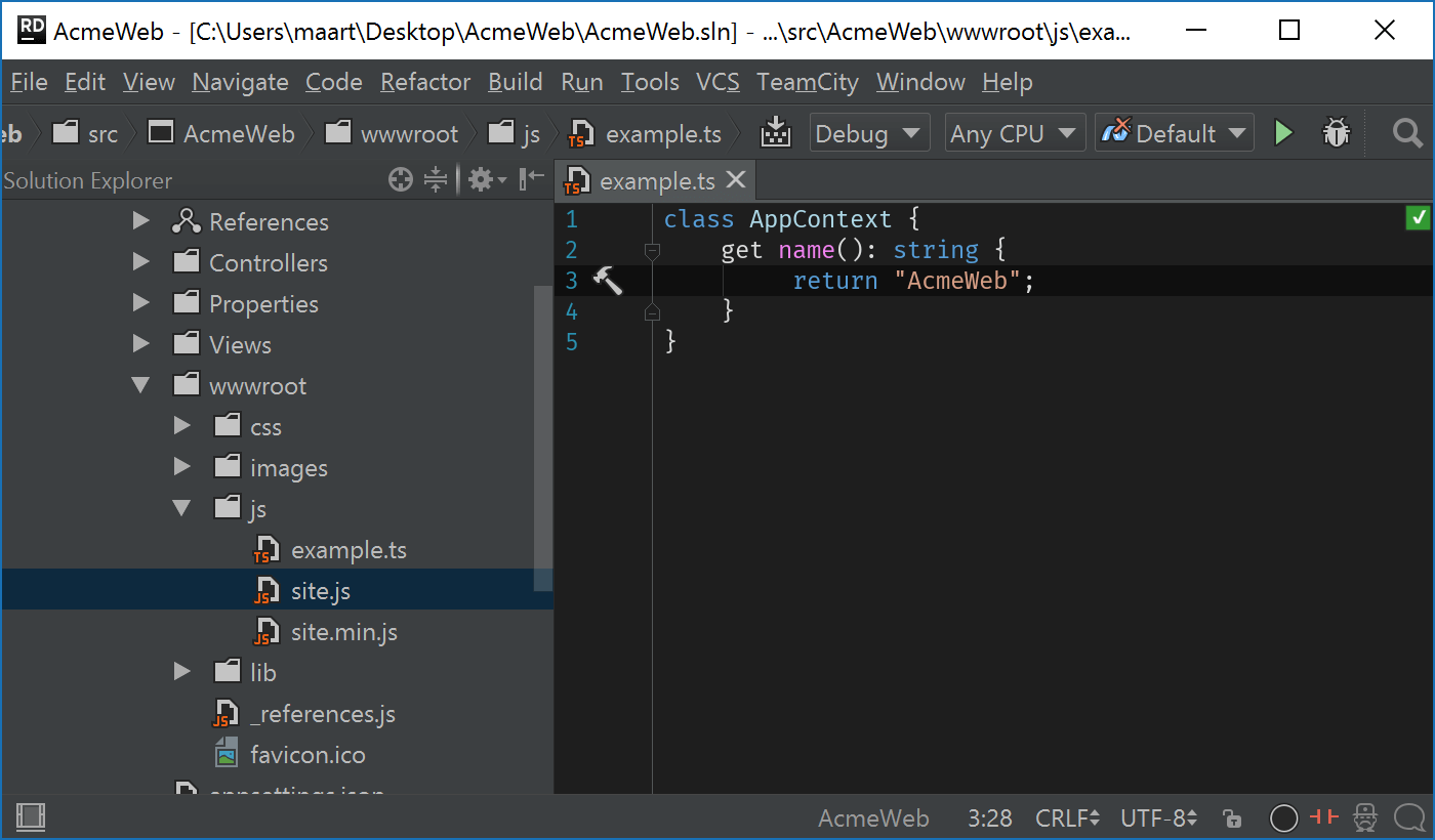 Automatically transpile TypeScript when file changes using File Watcher