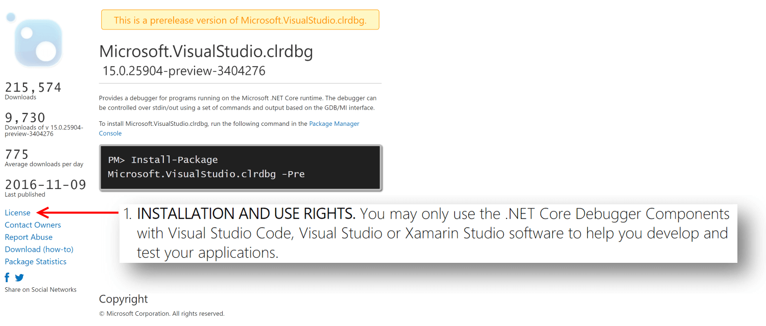 CLR debugger usage rights limited to Microsoft IDE's only