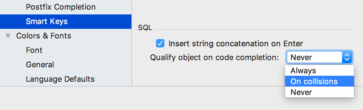 datagrip user parameters