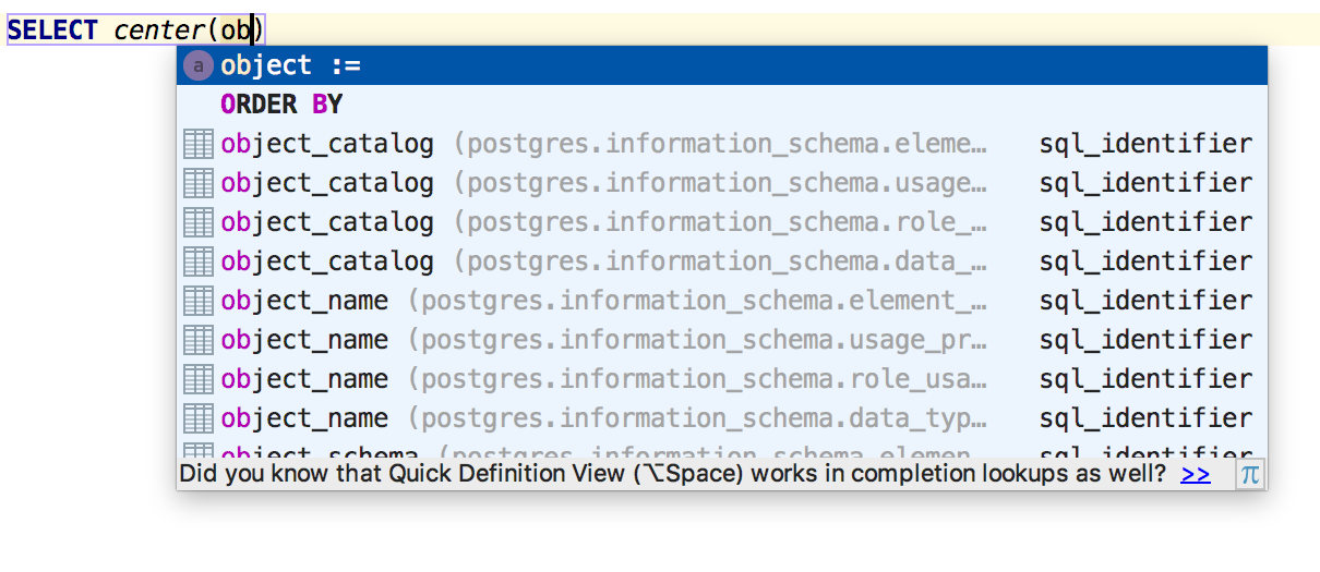 user parameters in datagrip use all values