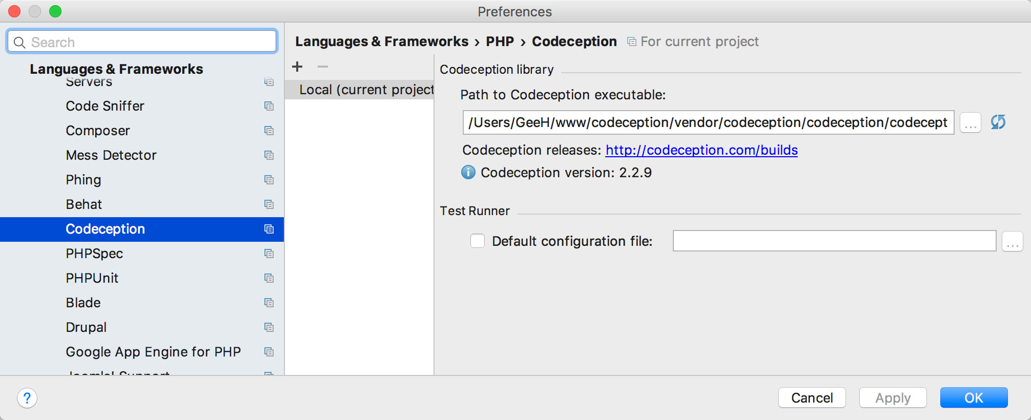 codeception-settings