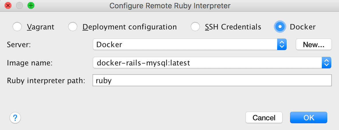 add docker sdk rubymine