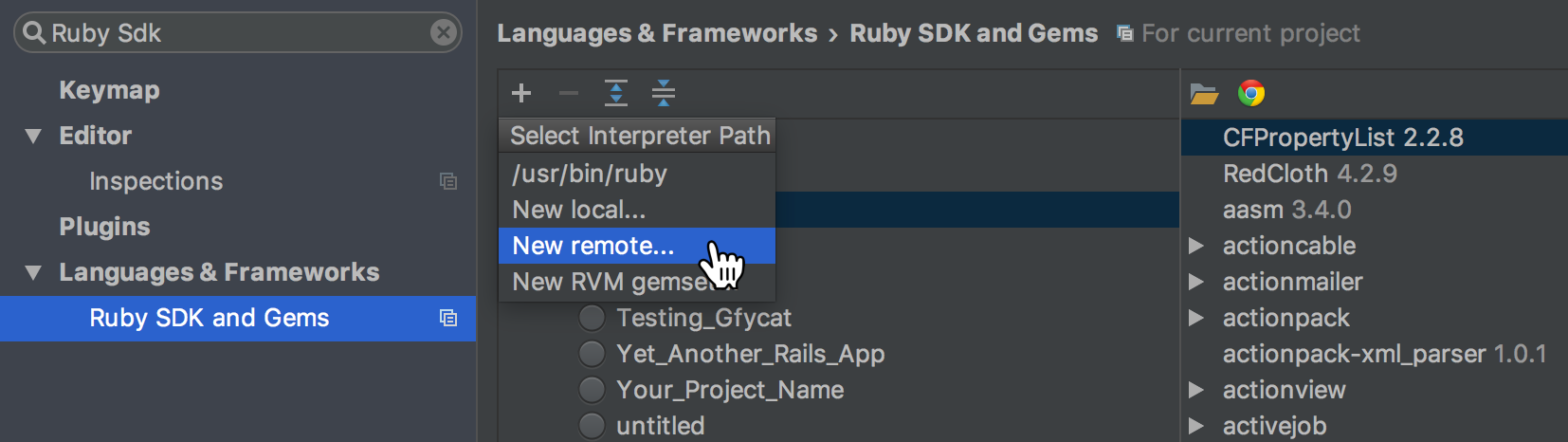 adding docker sdk in rubymine