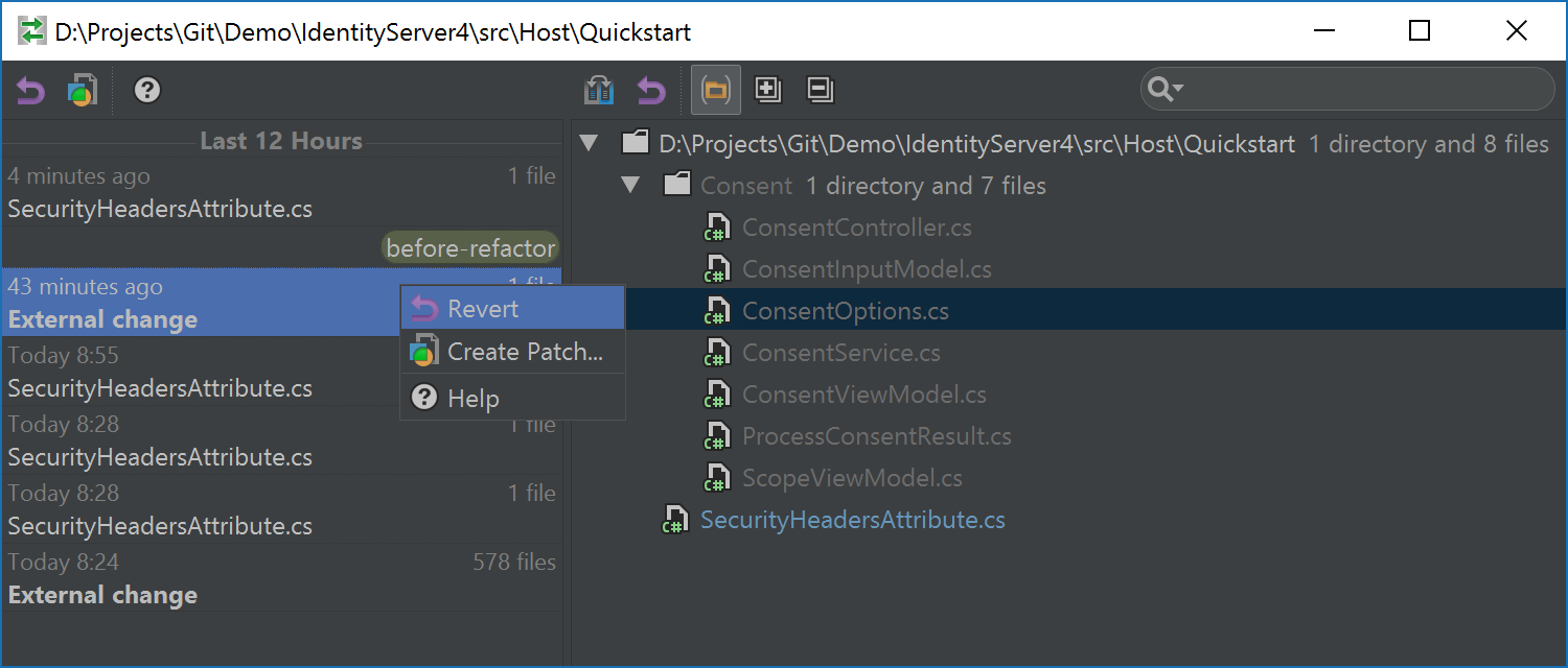 External changes can be reverted using Rider