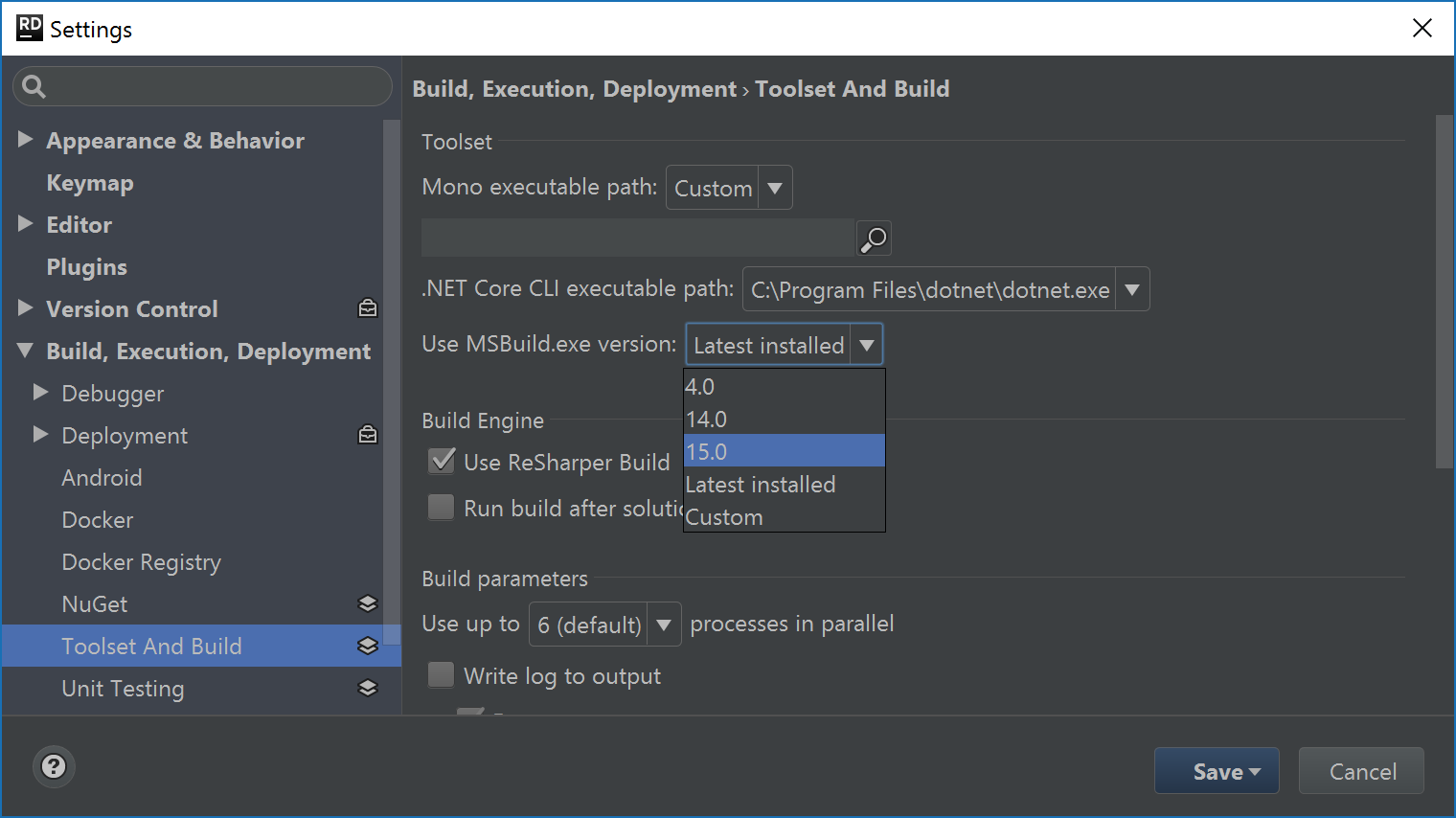 Configure MSBuild toolset to be used