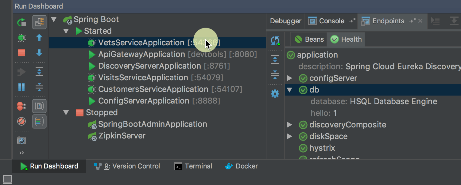 Intellij debug store spring boot application