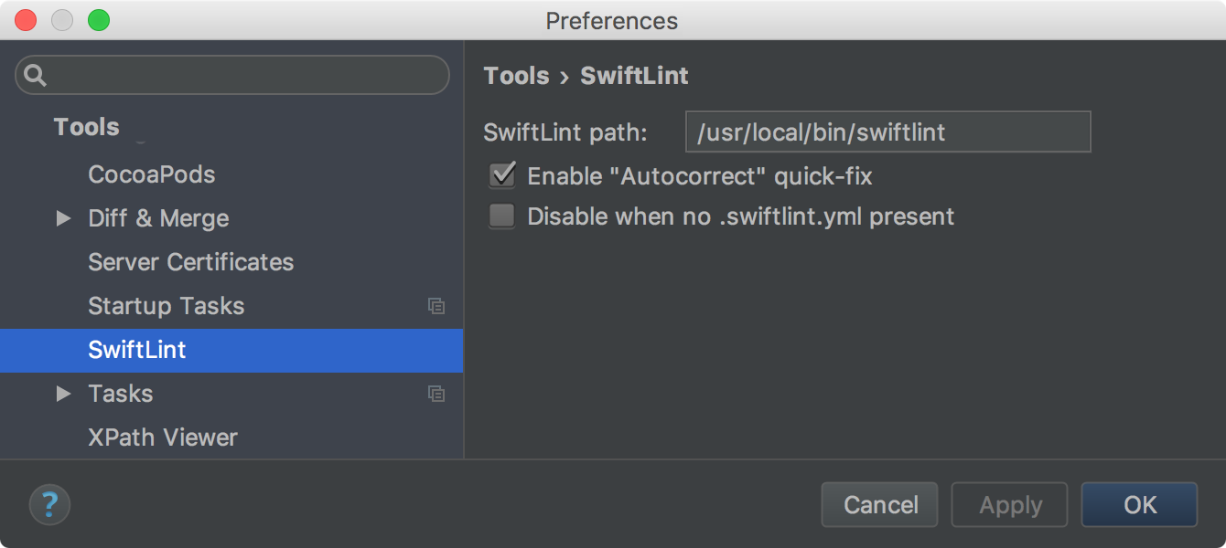 SwiftLint preferences