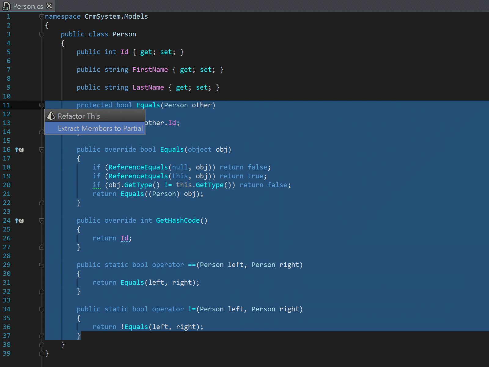 Refactor - Extract members to partial