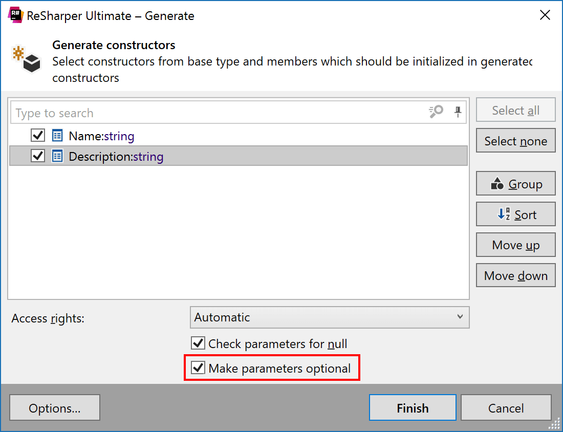 Make parameters optional