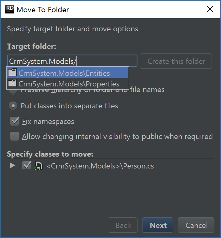 Forward and backward slashes supported in refactorings