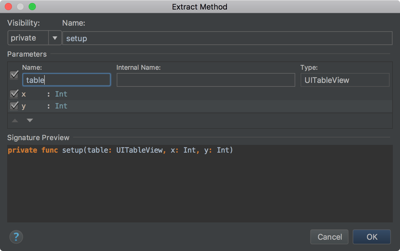 Edit parameters