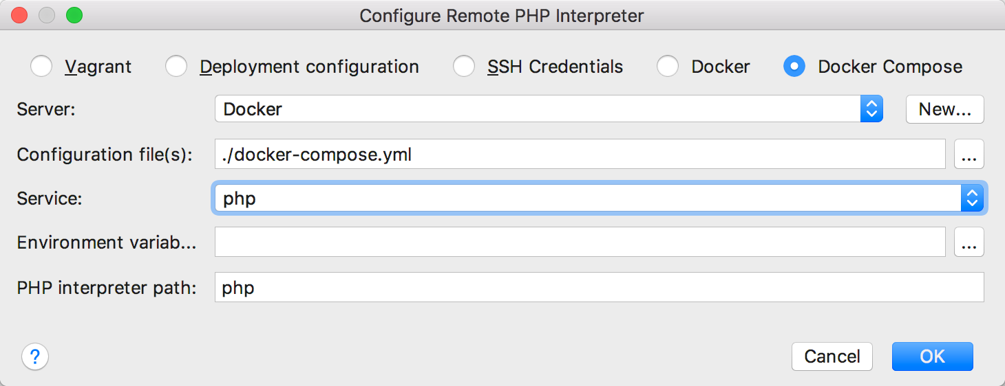 phpstorm configure node.js on docker for mac