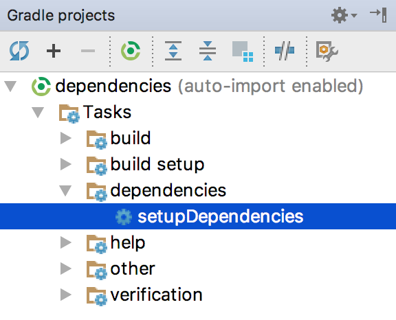 The setupDepdencies gradle task