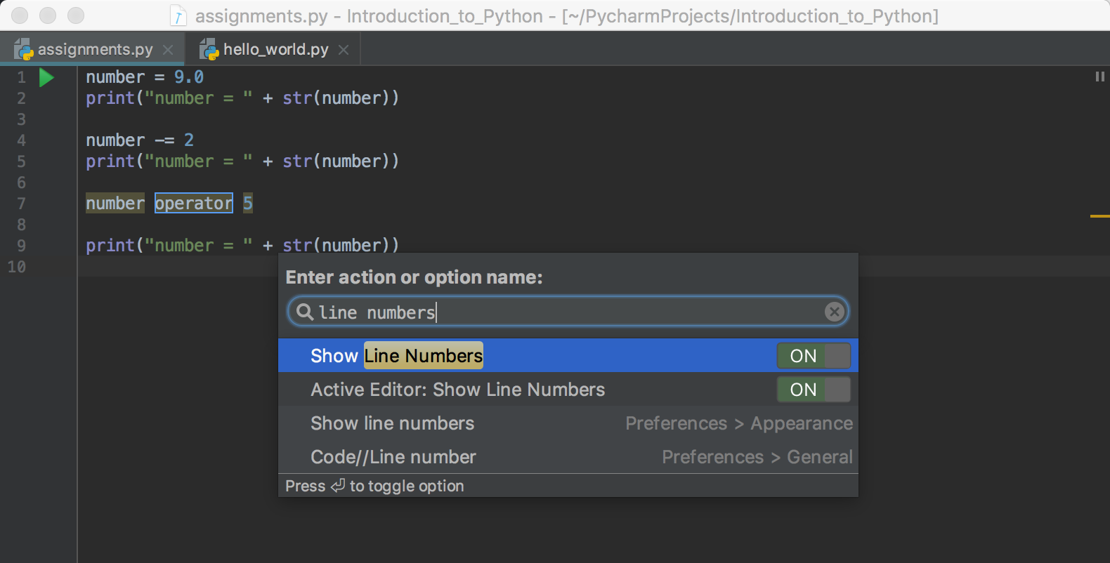 Find preference option and change