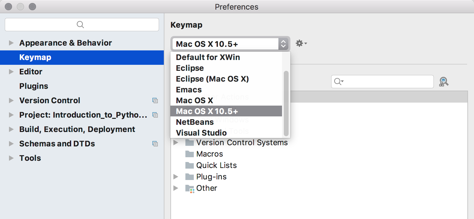 Predefined keymaps