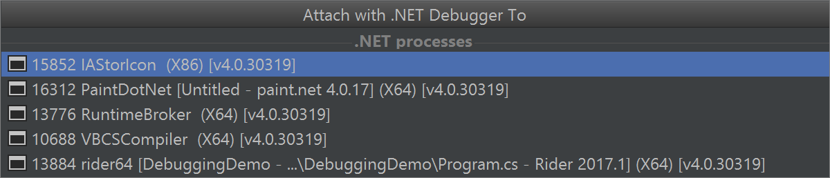 Attach to running .NET process