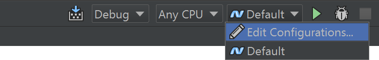 Edit run/debug configuration toolbar