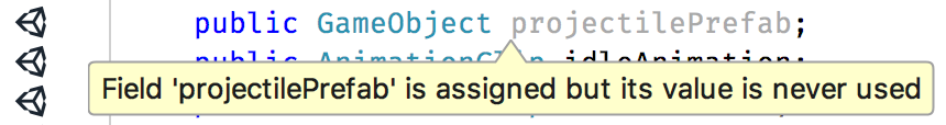 Warning that field is initalised by Unity but unused in code