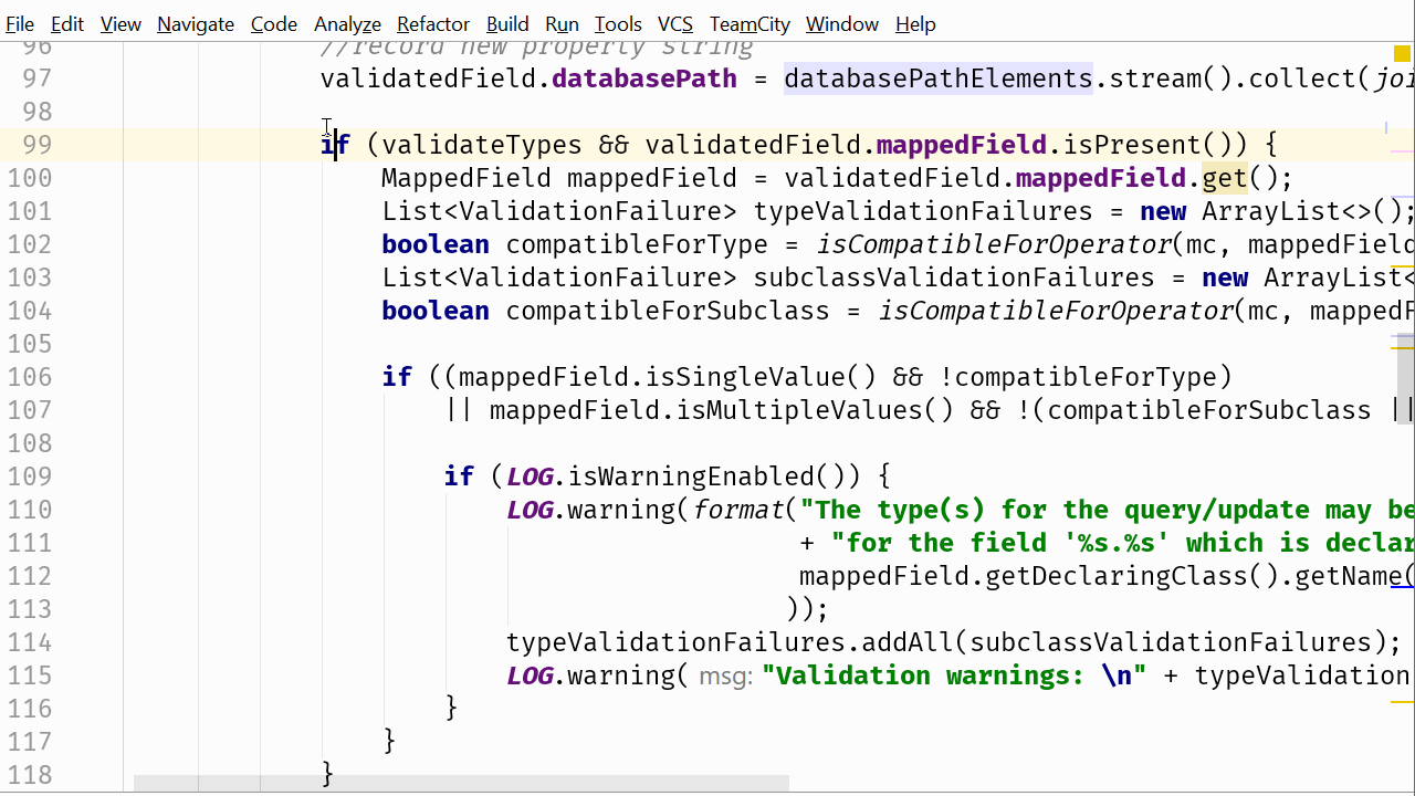 Extract validateTypes