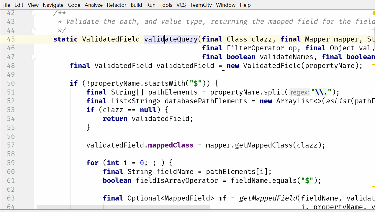 Remove call to validateTypes