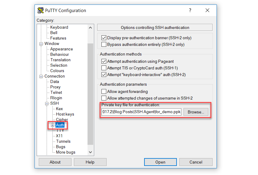 Key Configuration in PuTTY
