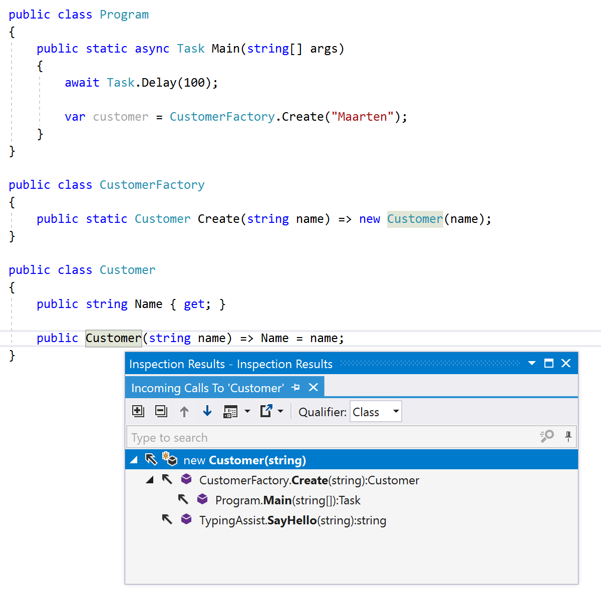 Call tracking for expression-bodied constructor