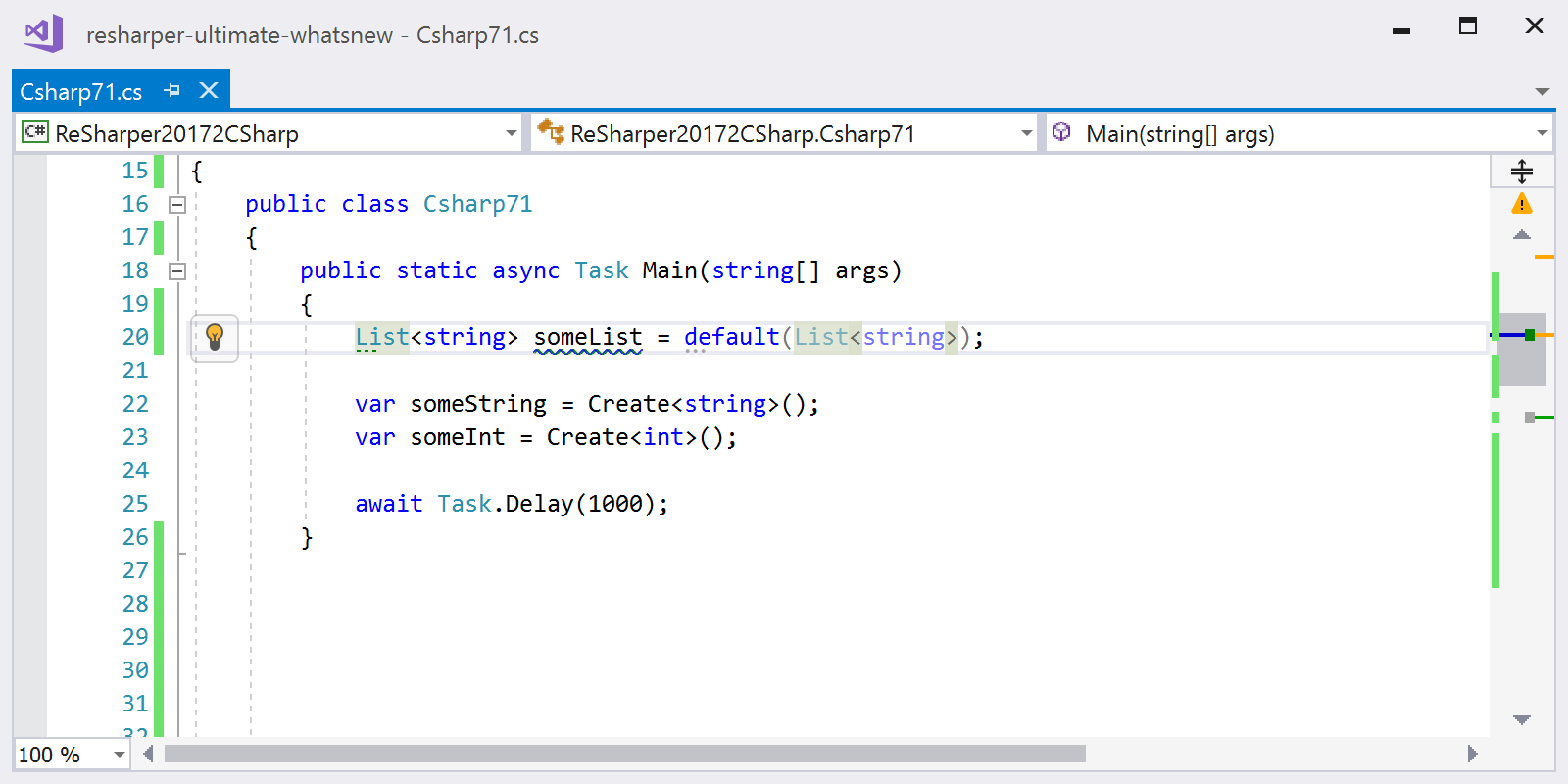 Default literalcode analysis and quick-fix in ReSharper