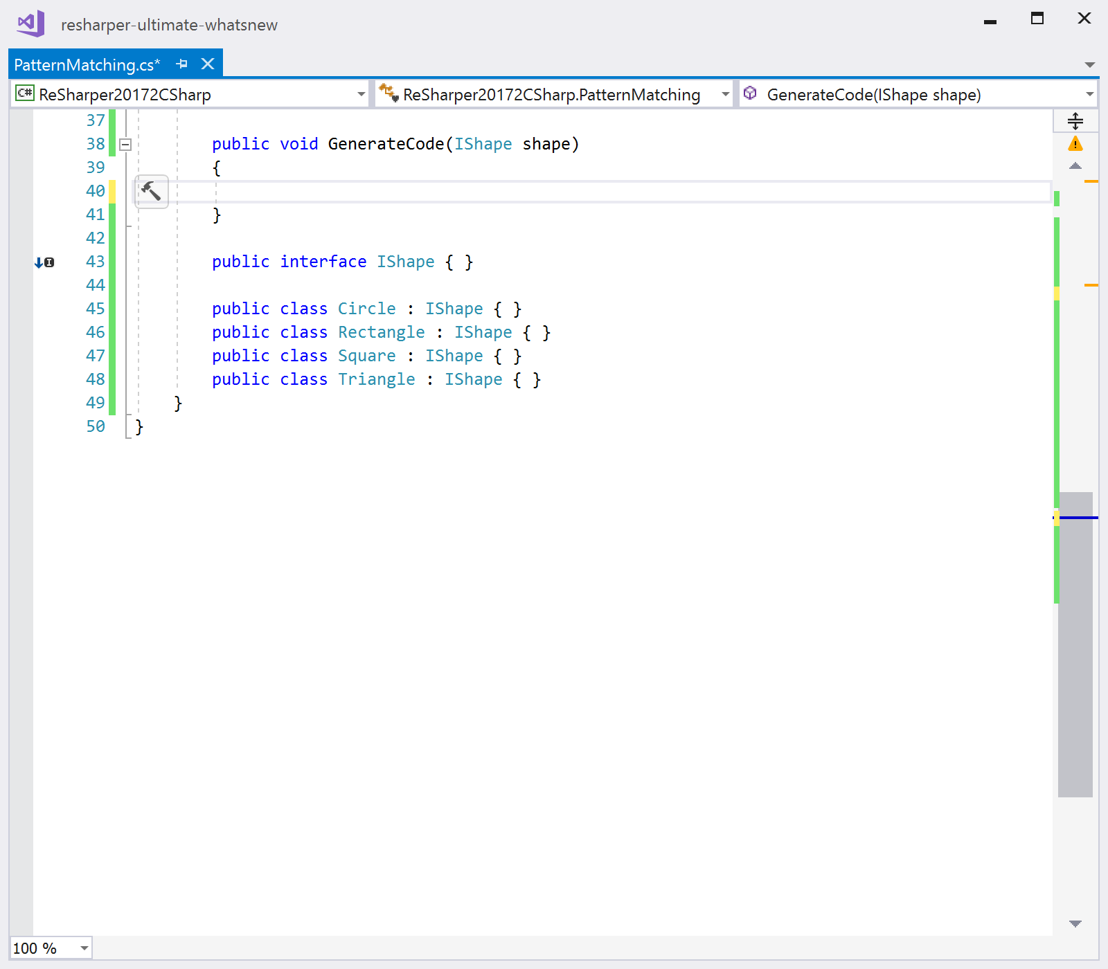 Generate type patterns - generates a switch case for pattern matching