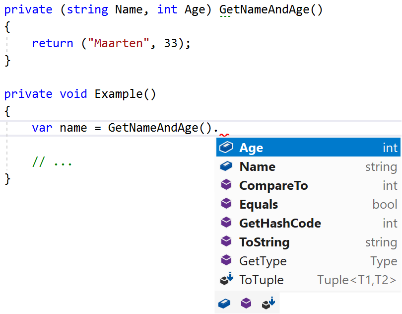 Naming tuple values