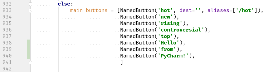 Insert Hello from PyCharm on pages.py