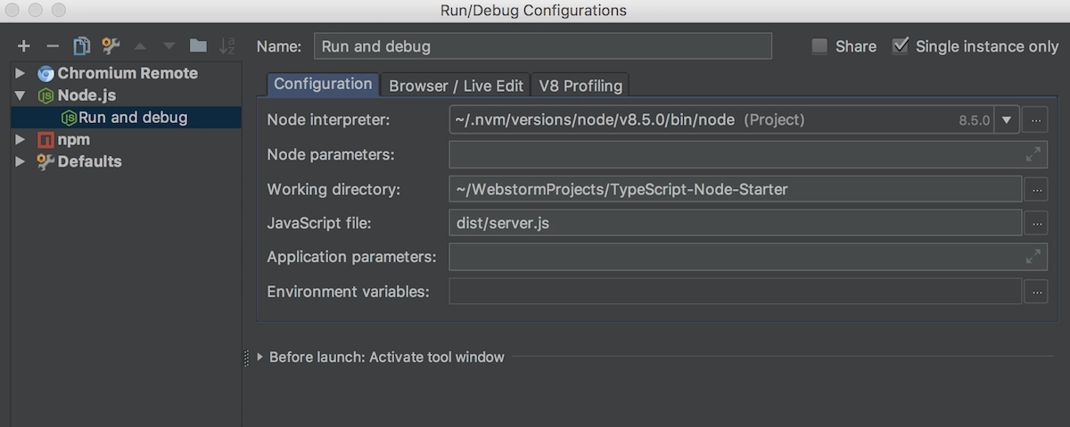 webstorm node debugger