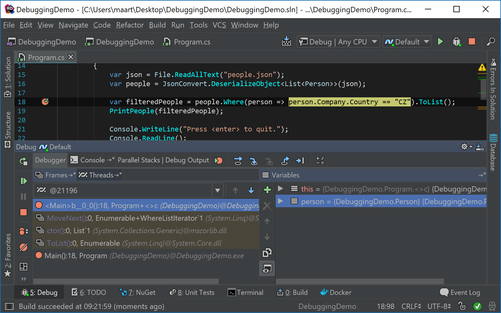 Breakpoint in lambda expression