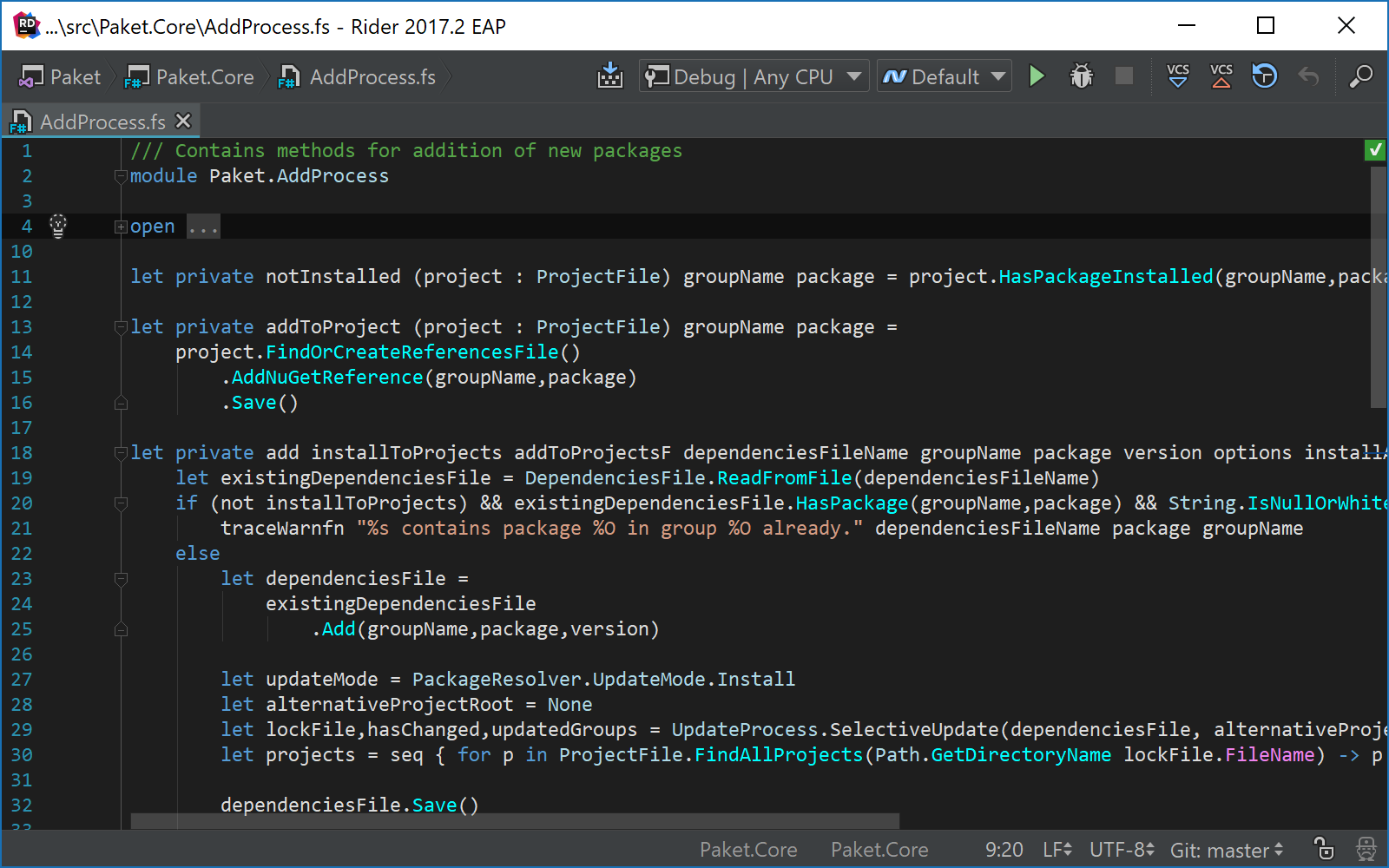 F# code folding in editor