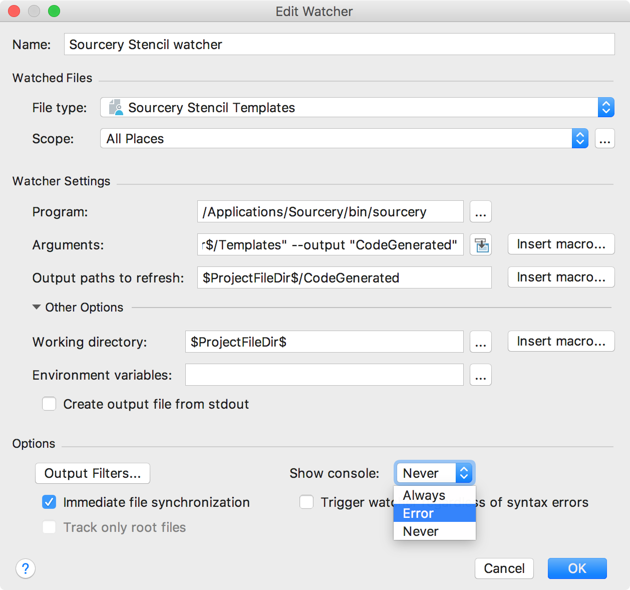 File Watcher setup