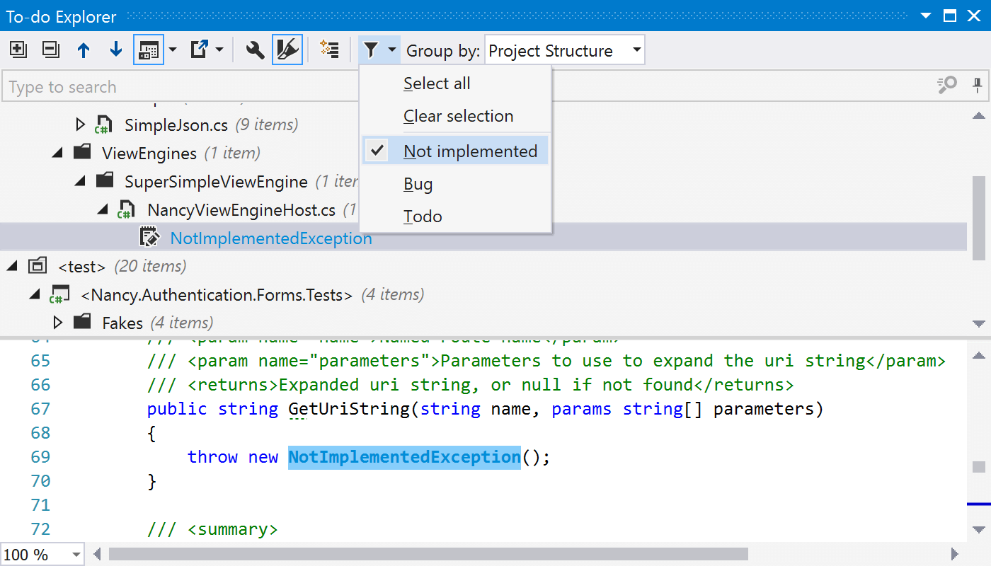 Filtering to-do items with ReSharper