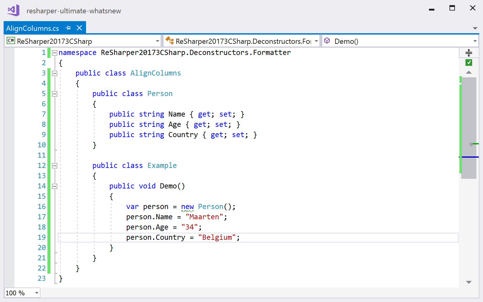 Reformat code in columns