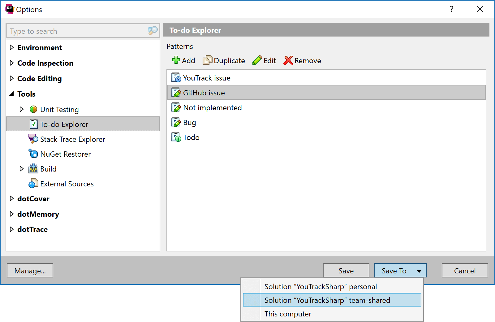 Save to-do item pattern to settings layer