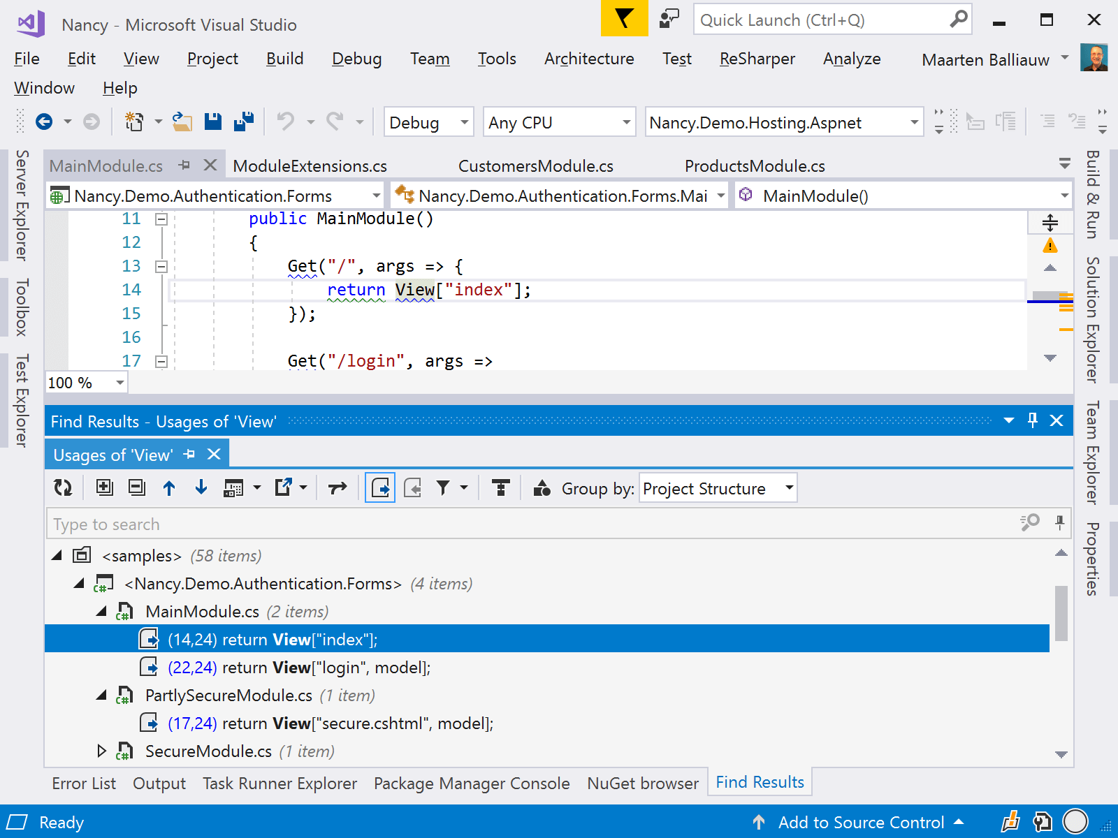 Setting breakpoints from Find Results tool window