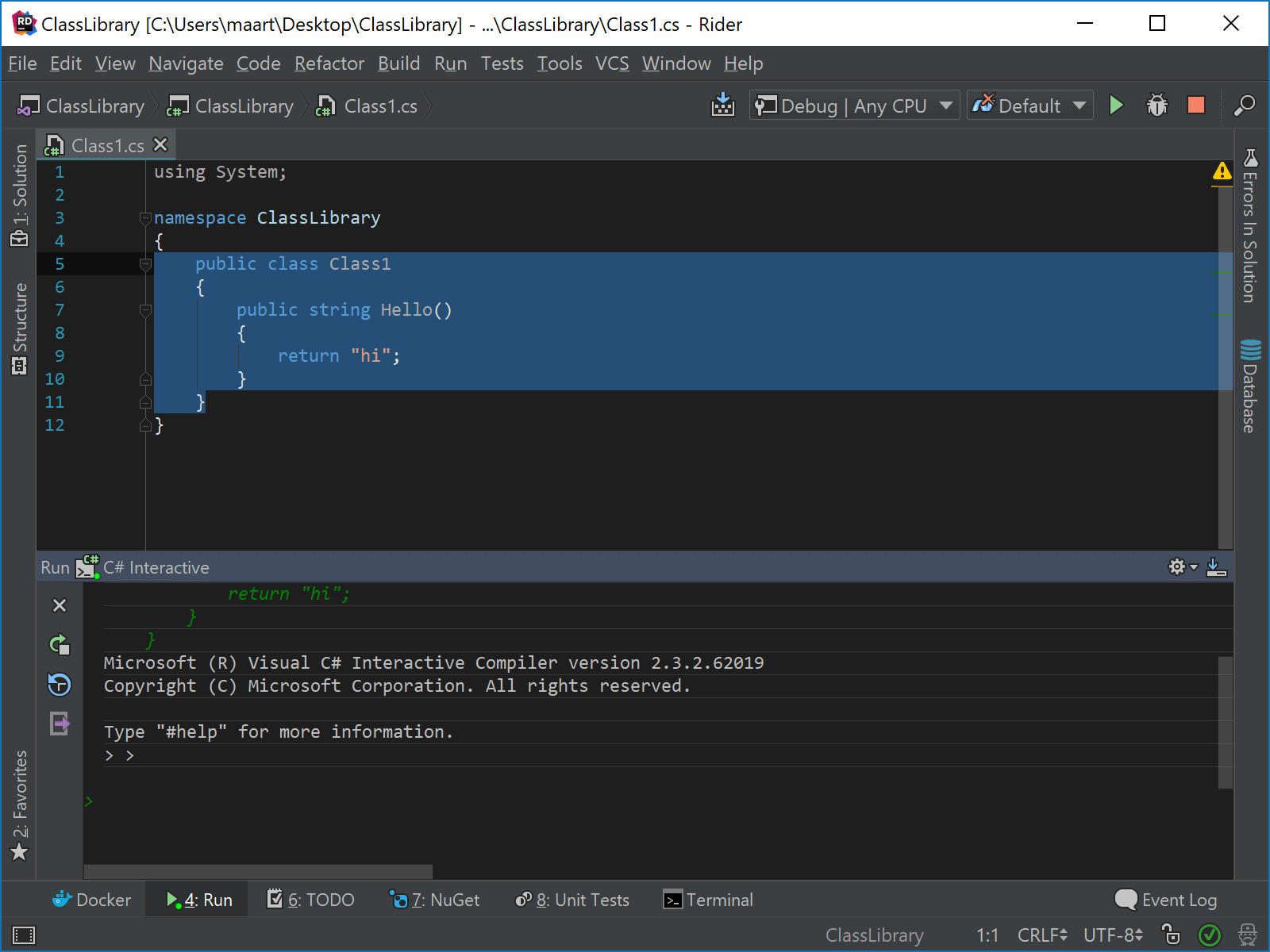 Using CSharp REPL in Rider