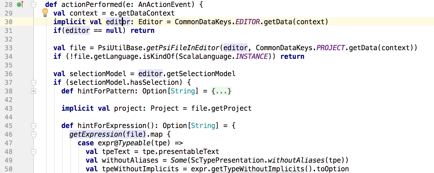 Implicit usages highlighting in IntelliJ IDEA