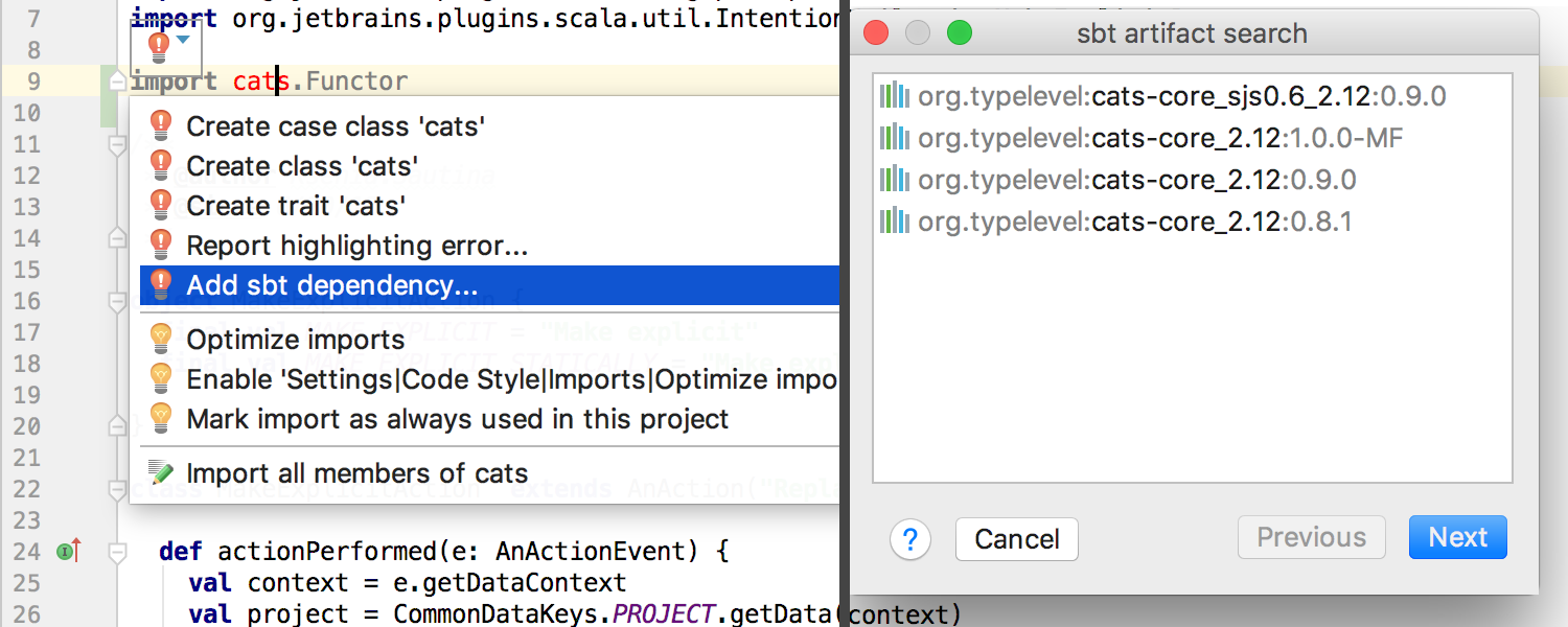 sbt library suggester in IntelliJ IDEA