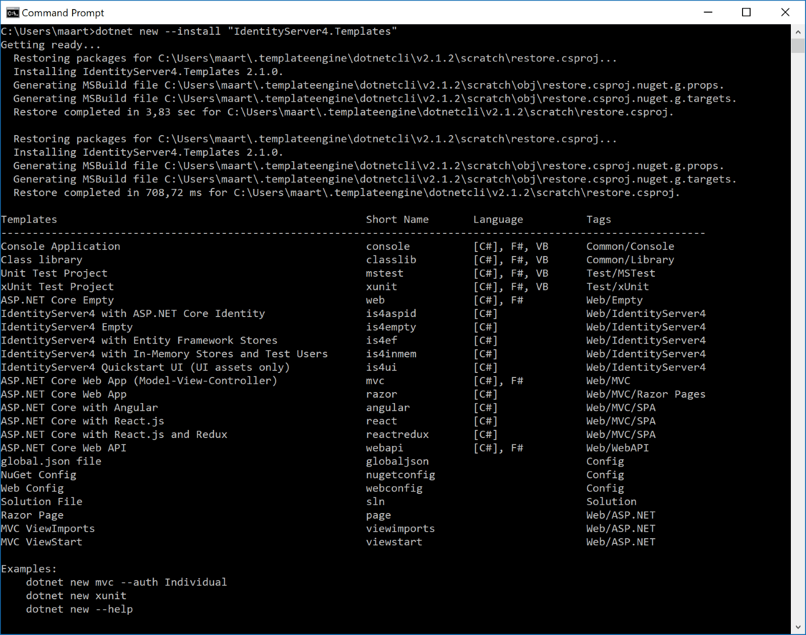 Using dotnet new with Rider to install project templates