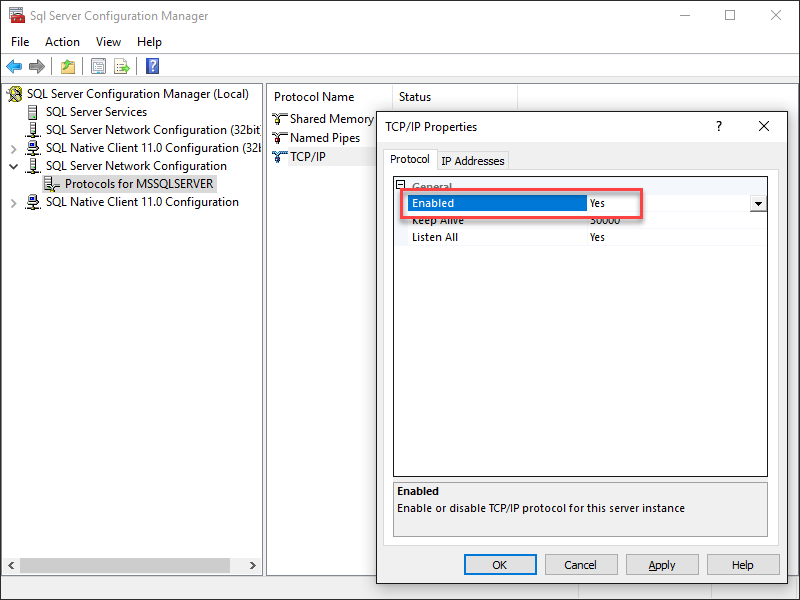 SQL Server Configuration Manage TCPIP Properties