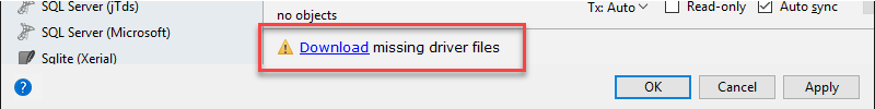 download the required drivers for data source