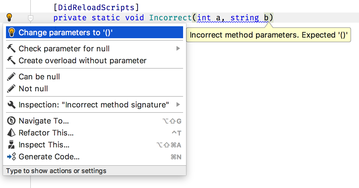 Incorrect method signature inspection