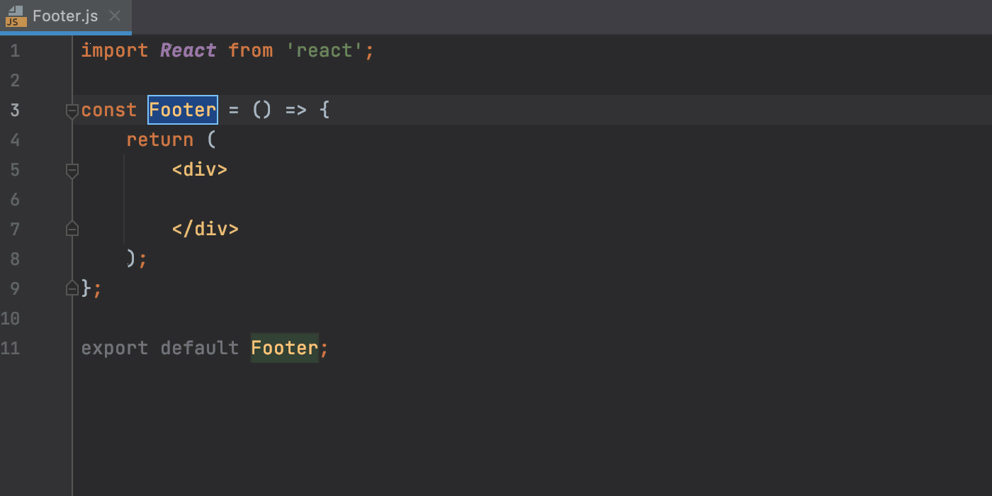 Create a React stateless component from a predefined rsc template.