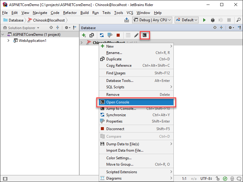 view data console