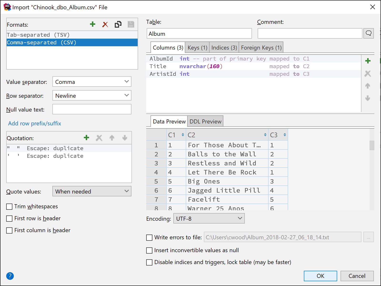 Import File dialog